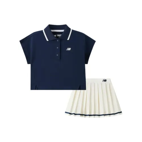 Детский возраст 3-7 лет New Balance совместный бренд Комплект с юбкой Темно-синий Синий