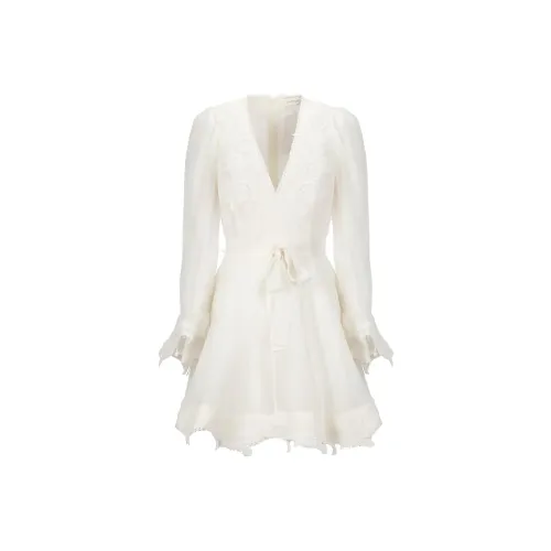 Zimmermann Белое Женское Длинное Платье с Рукавами