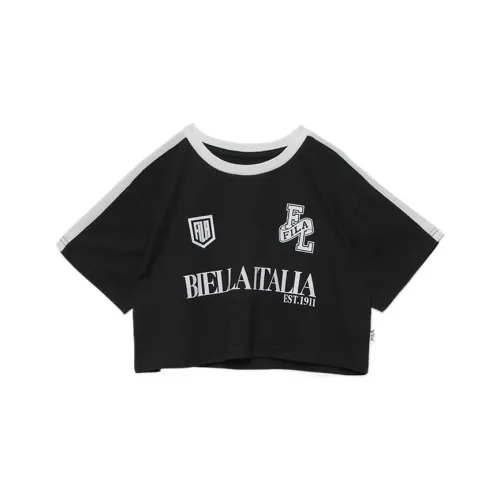 FILA Черная школьная рубашка с коротким рукавом