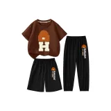 100% хлопковая футболка + шорты + антимоскитные брюки - темно-кофейный + черный + черный