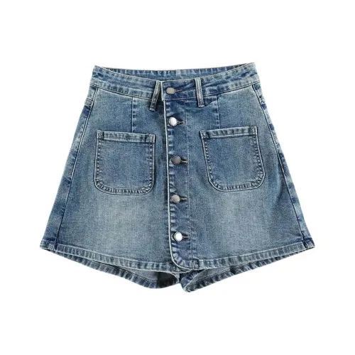 FAWENXIANGZI Джинсовые шорты Женские Blue