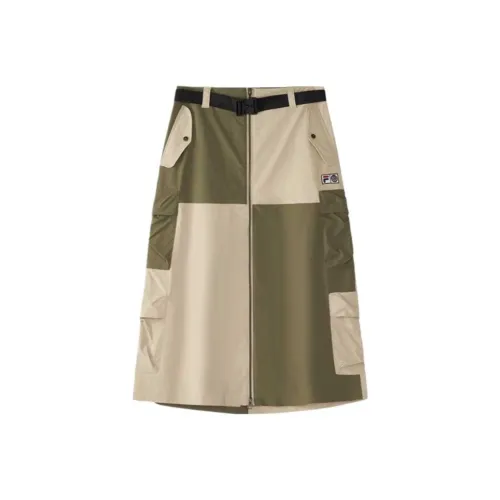 FILA FUSION SS25 Короткие юбки карго Женские Банан Кофе