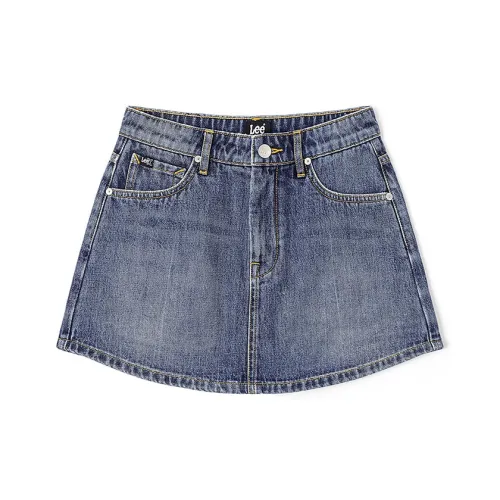 Lee совместный бренд SS25 Джинсовые короткие юбки Женские Средне-голубой