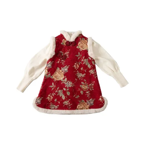 Детский комплект NANJIREN 3-7 лет с юбкой красный