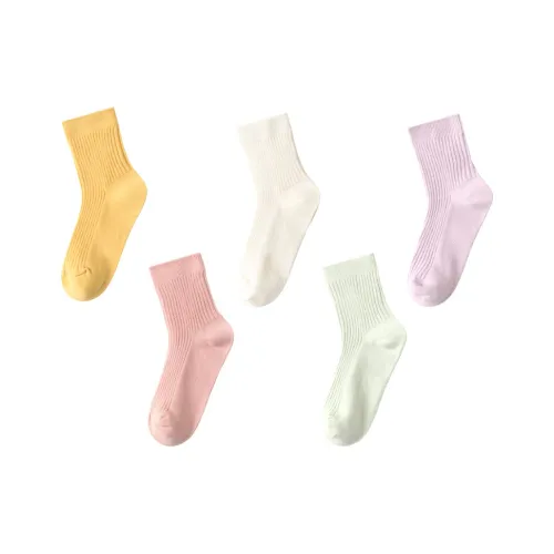 Red bean Комбинация Молочно-белый + Нежно-розовый + Светло-фиолетовый + Светло-зеленый + Нежно-желтый Kids Носки