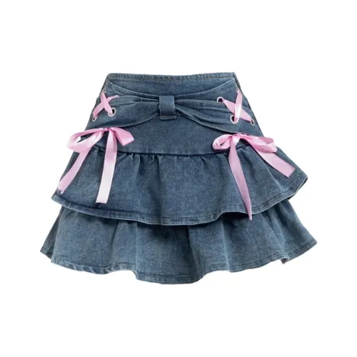 ARIADNAW STUDIO Джинсовые короткие юбки Женские Синие