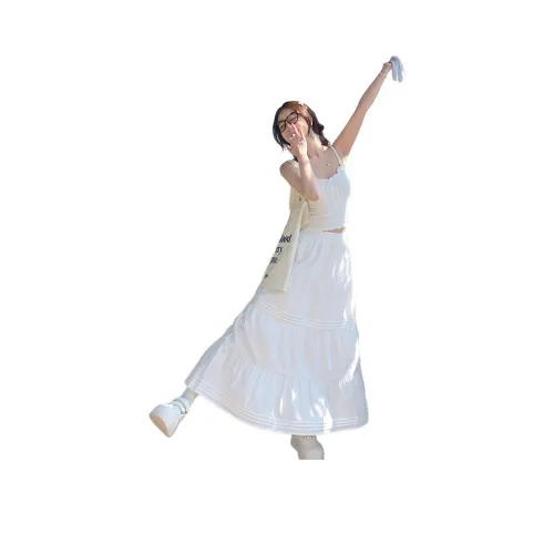 SUSANSAN Повседневный Длинный Юбка Женская Белая