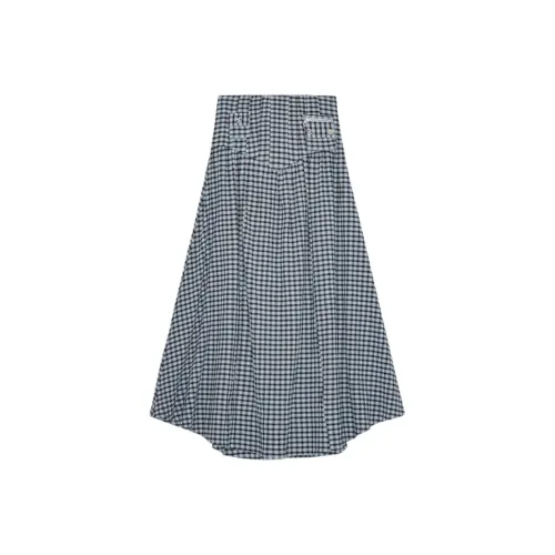 GANNI SS25 Повседневный Длинный Юбка Женские Синий