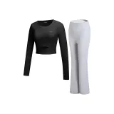 Комплект одежды (Черный топ Ink + Светло-серые штаны)