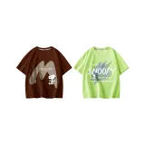 [100% cotton, дружественный к коже] Большой размер M/Кофейный + Граффити Текст/Зеленый