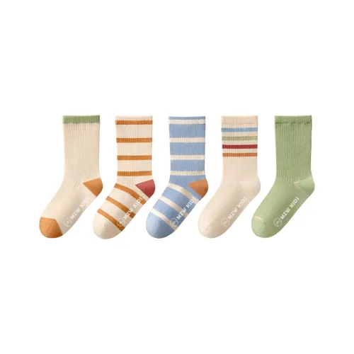 B&C.Room ПЯТЬ пар Бежевый + Коралловый + Maca Синий + Цвет Барная стойка + Зеленый Kids носки