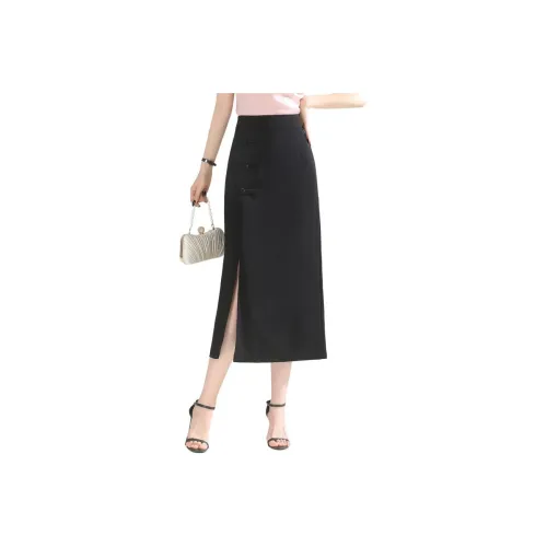 YIRANCHUN Повседневный Длинный Юбка Женская Черная