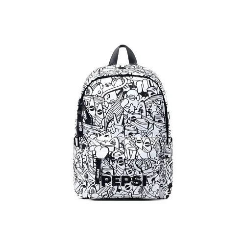 Pepsi Ткань Рюкзак Обычный Унисекс Черный Белый