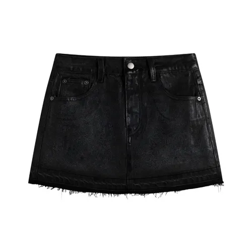 Ouyang Джинсовые короткие юбки Женские Черный