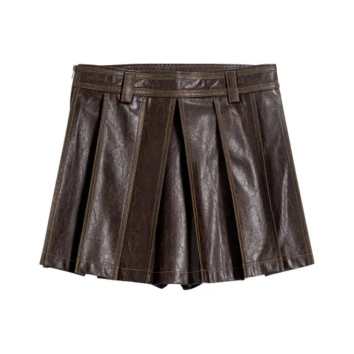 CALLED BACK Кожаные короткие юбки Женские Коричневый