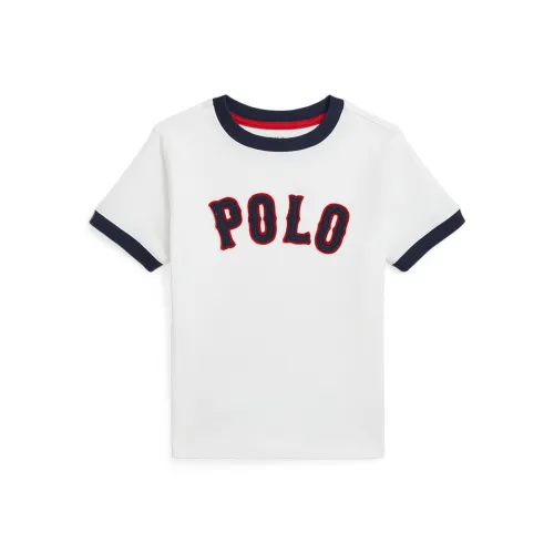 Polo Ralph Lauren Баскетбол Логотип Хлопок Полотняное переплетение Трикотажная ткань Бумажно-белый Детский