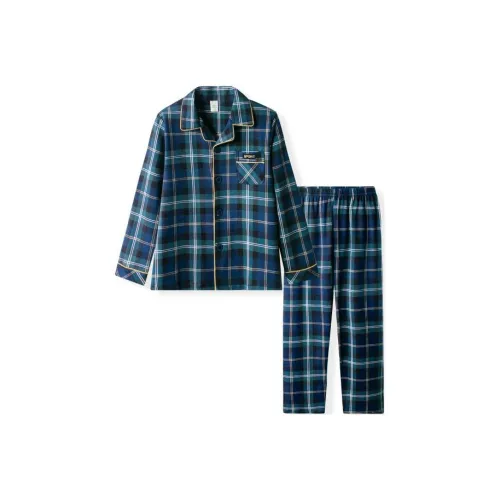Purr Cow Пижамный комплект Синий Зеленый Клетка Детский