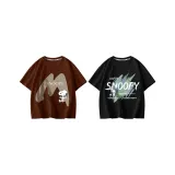 [100% cotton, дружественный к коже] Большой размер M/Кофейный + Граффити текст/Черный