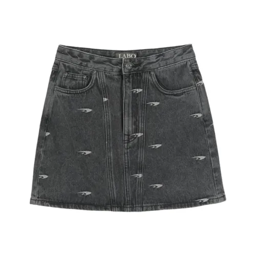 LALABOBO Джинсовые короткие юбки Женские Серый