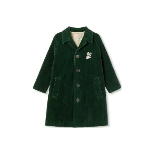 GUCCI FW24 Буква Животный Узор Стандартное Издание Пальто Весенний Осенний Детский Темно-Зеленый
