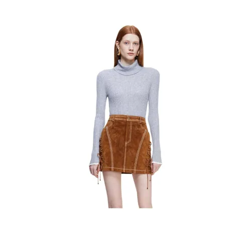 Only H9Z Bistre Коричневый Женские Кожаные Короткие Юбки