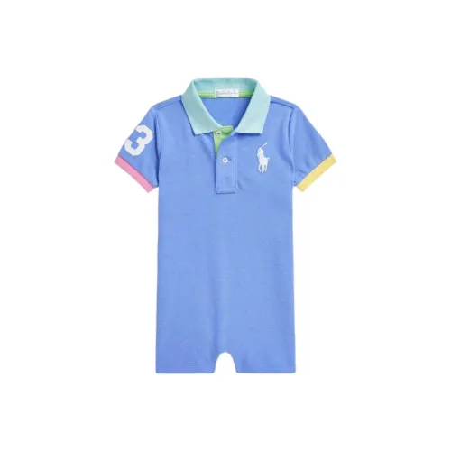 Polo Ralph Lauren SS25 Хлопок Логотип Значок Короткий рукав Рубашка Hong KONG Островной синий Infant and Toddler