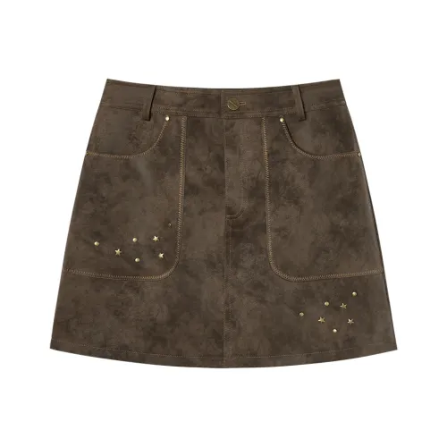 EPTISON WOMAN Кожаные короткие юбки Женские Кофе