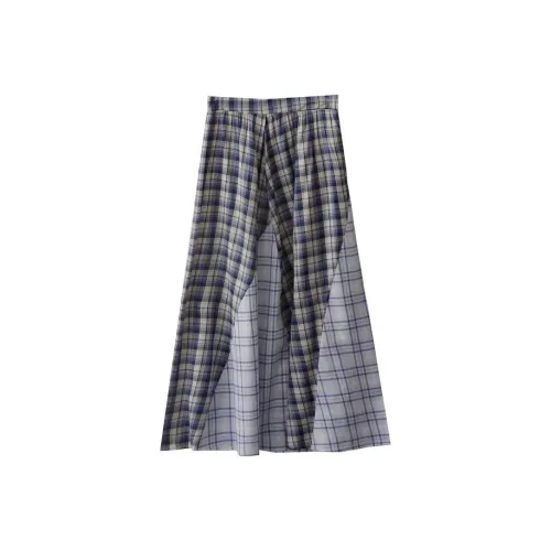 SONDR Повседневная длинная юбка женская синяя в клетку