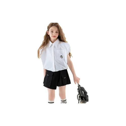 BETTY BOOP Совместная марка Летняя Повседневная Спортивная Одежда Белый+Черный Детский