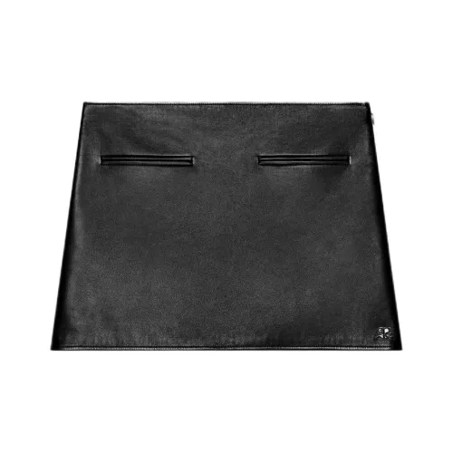 COURREGES SS25 HERITAGE LEATHER MINI SKIRT Кожаные короткие юбки Женские BLACK Черный