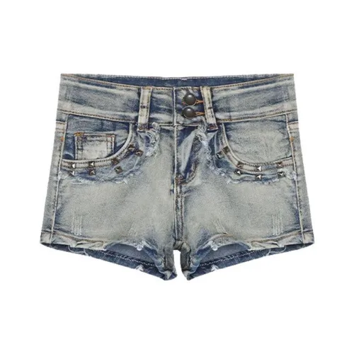 Ning Cai Yuer Джинсовые шорты Женские Ностальгический синий