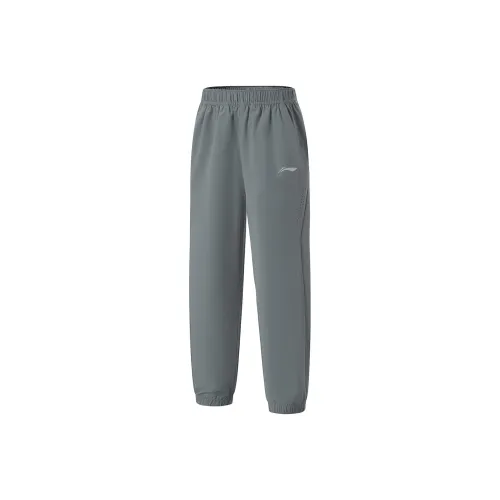 Подростки LINING YOUNG Вязаные Тренировочные Штаны Comprehensive Physical Fitness Темно-Серый Зеленый