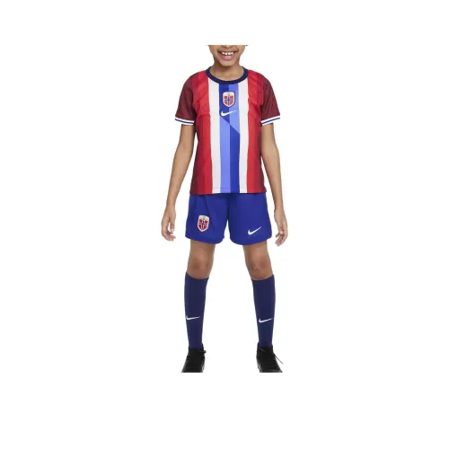 nike Норвегия 2024 Stadium Дом Детский футбол Джерси Командный красный Void Синий Белый Дети 3-7 лет