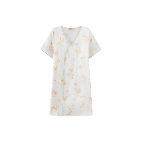 MB ZB100206 Ванильно-желтый [100% тутовый шелк] Женские ночные сорочки