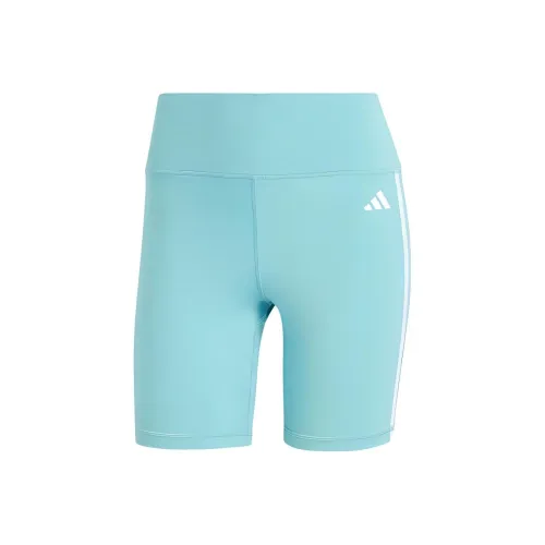 Adidas Essentials Training 3 Stripes Высокая талия Короткие Леггинсы Спортивные Шорты Женские Мятно-зеленые
