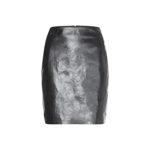 Calvin Klein Черные Женские Кожаные Короткие Юбки