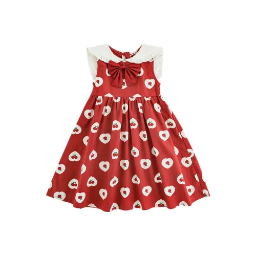 YOEHYAUL Платье красный с фоном в форме сердца для детей 3-7 лет