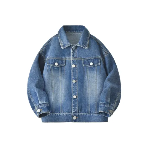 BOBDOG Letter Cartoon Denim Jacket Spring Fall Baby Denim Blue