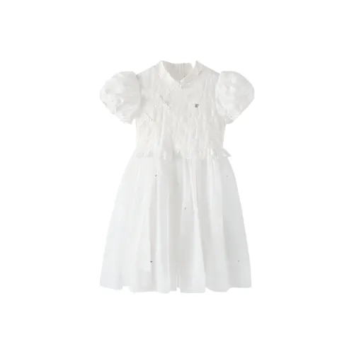 PAW IN PAW Cartoon Bear Новый китайский стиль Услуги для родителей и детей Платье Сливочный Дети 3-7 лет