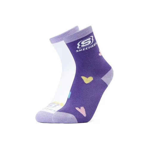 Skechers 2 пары Ярко-белые + Георгин Фиолетовые носки для детей