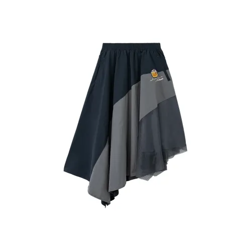 B.Duck Повседневный Длинный Юбка Женская Черная Серый