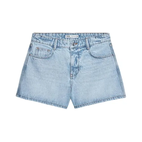 ZARA Светло-синие Женские Джинсовые Шорты
