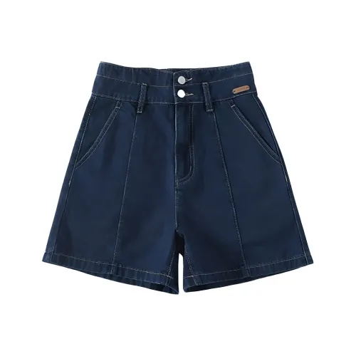 FAWENXIANGZI Джинсовые шорты Женские Темно-синий