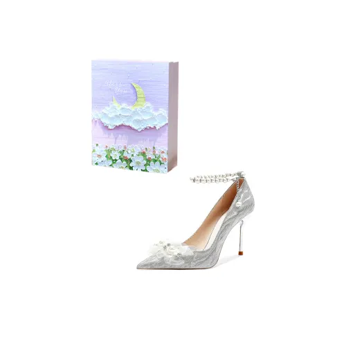 ROBINHOOD Фиолетовая луна Галактический Коробка Узкий каблук Высокие каблуки Женские Серебряный