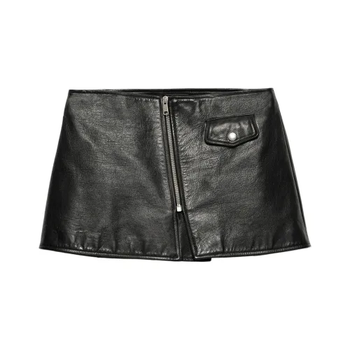 PRADA SS25 Кожаные короткие юбки Женские Черный