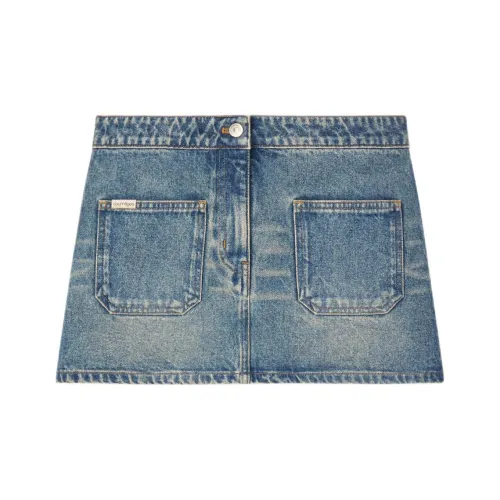 COURREGES FW24 2 Pocket Denim Mini Skirt Джинсовая Короткая Юбка Женская Vintage Medium Blue Vintage Medium Blue