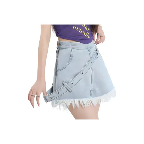 Shuhao Bai Джинсовые короткие юбки Женские Светло-синие