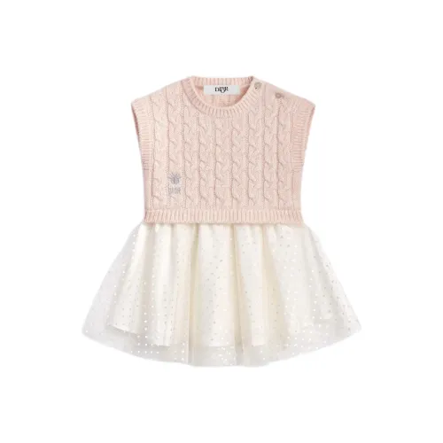 DIOR Детская одежда Logo Letter Вышивка Круглый вырез Без рукавов MID Длина Розовый Infant And Toddler