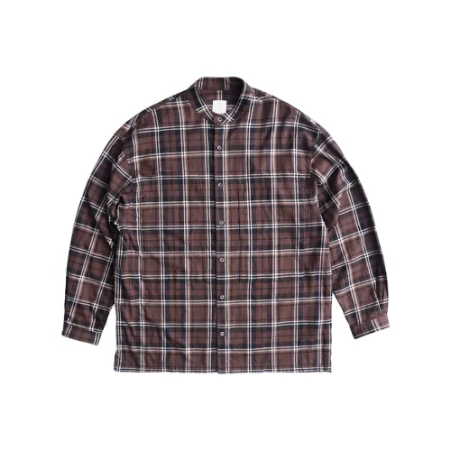 SHINIANFUGONG Кофейно-коричневые Мужские Рубашки