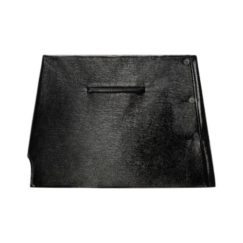 COURREGES FW24 OBLIQUE Винил Mini Skirt Кожаные короткие юбки Женские Черный Черный